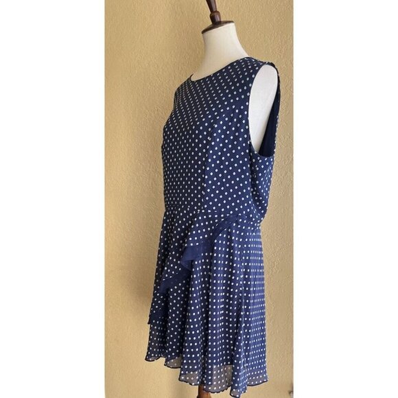 Maison Jules Womens Navy Blue Sheer Floral Ruffle Sheath Dress Size XXL - Picture 3 of 10